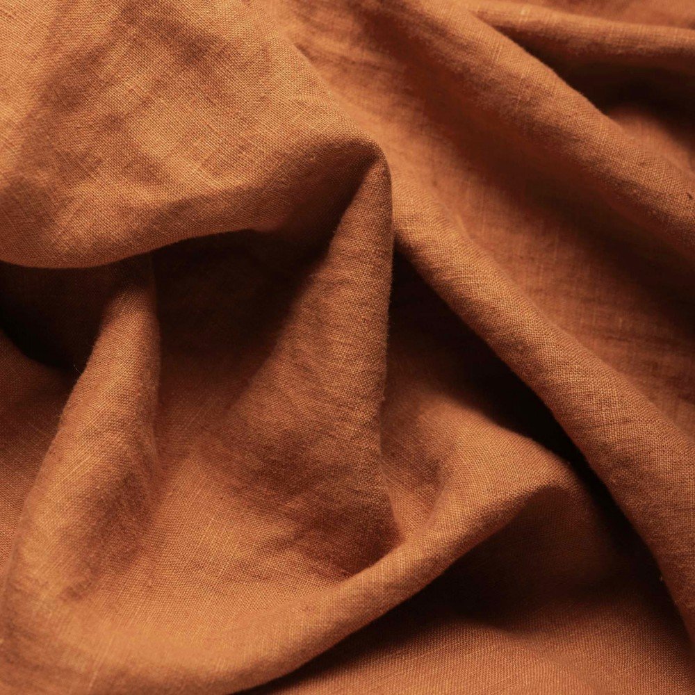 Fine Linen Fabric (Stone Washed) Cognac