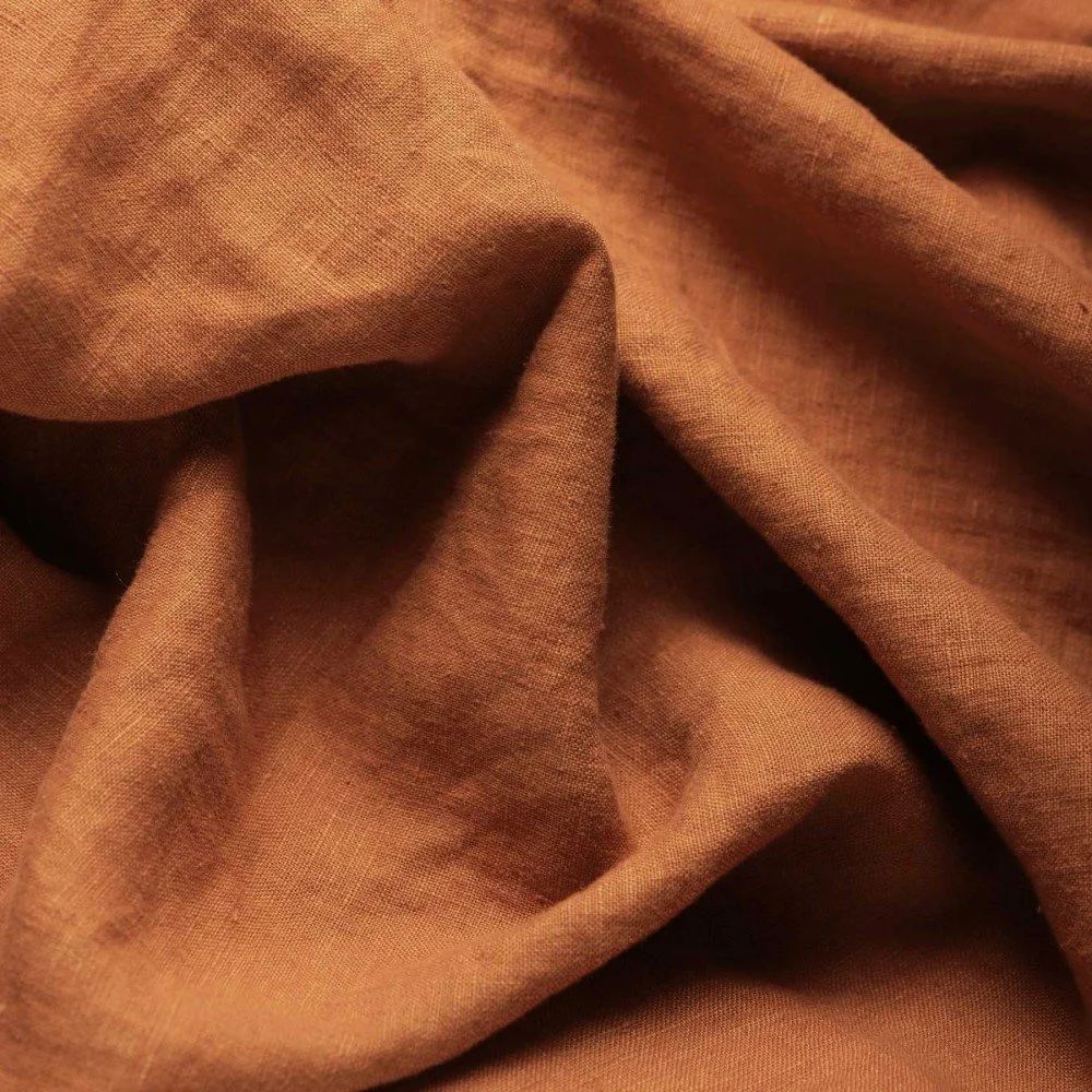 Fine Linen Fabric (Stone Washed) Cognac