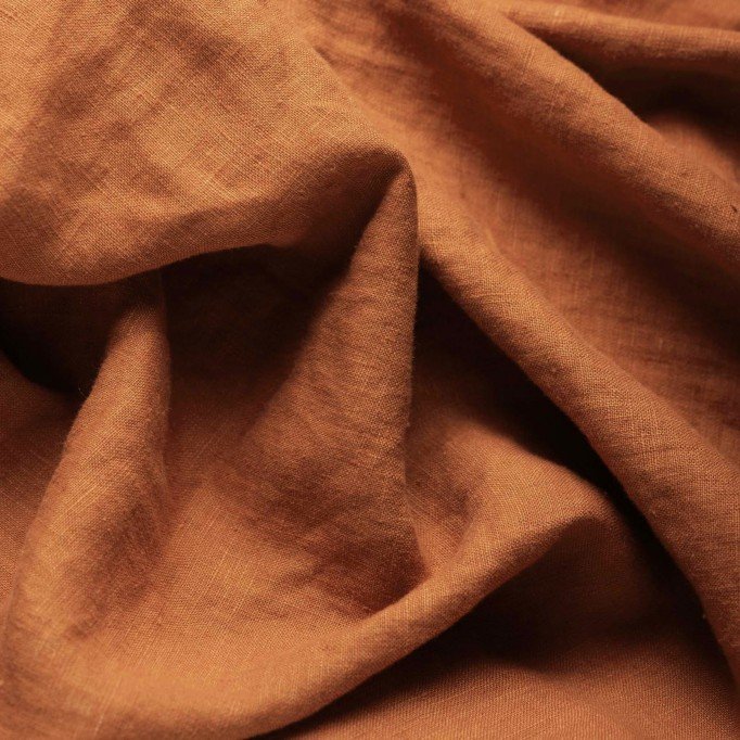 Tessuto Di Lino Fine (Stone Washed) Cognac - (Deco Tessuti)