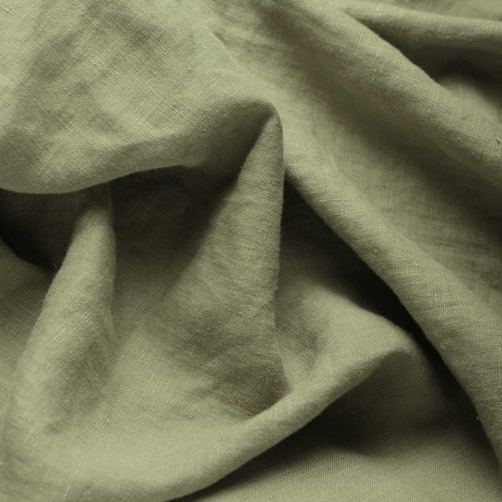 Fine Linen Fabric (Stone Washed) Olive - (Deco Fabrics)