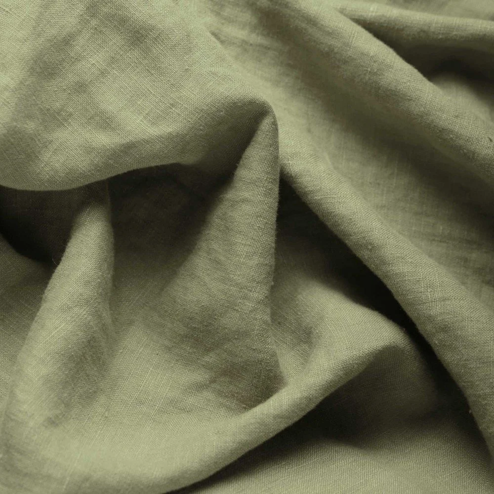 Fine Linen Fabric (Stone Washed) Olive