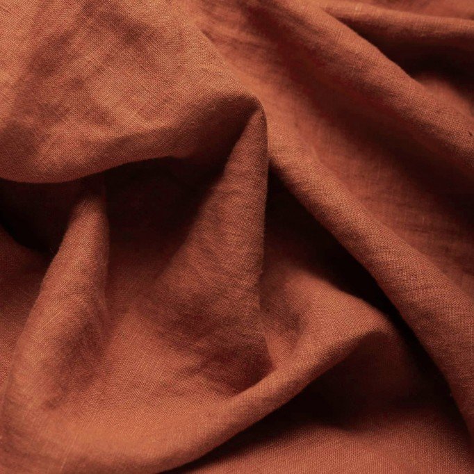 Tessuto Di Lino Fine (Stone Washed) Ruggine - (Deco Tessuti)