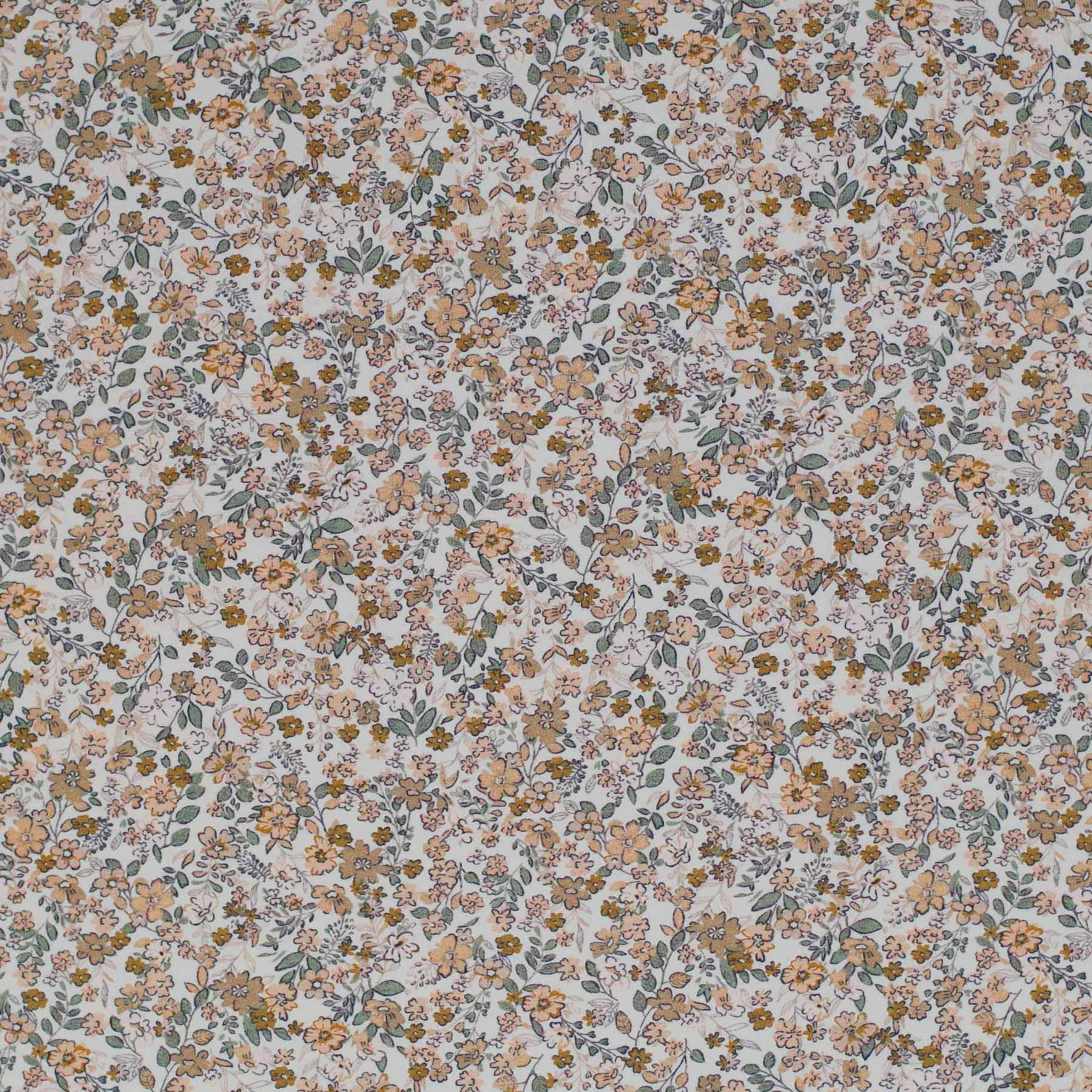 Poplin Katoen Digitale Print - Trendy Bloem Cacao