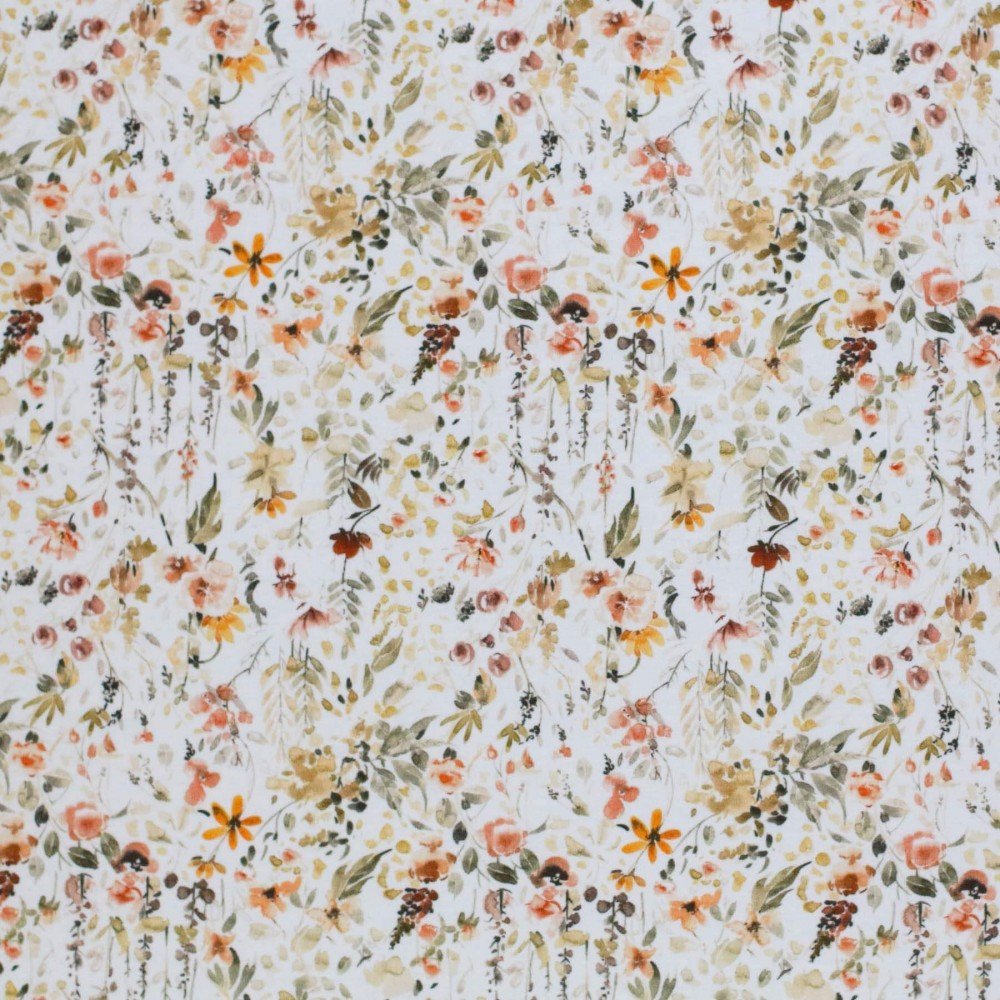 Bomuldjersey Digital Print - Falde Blomst