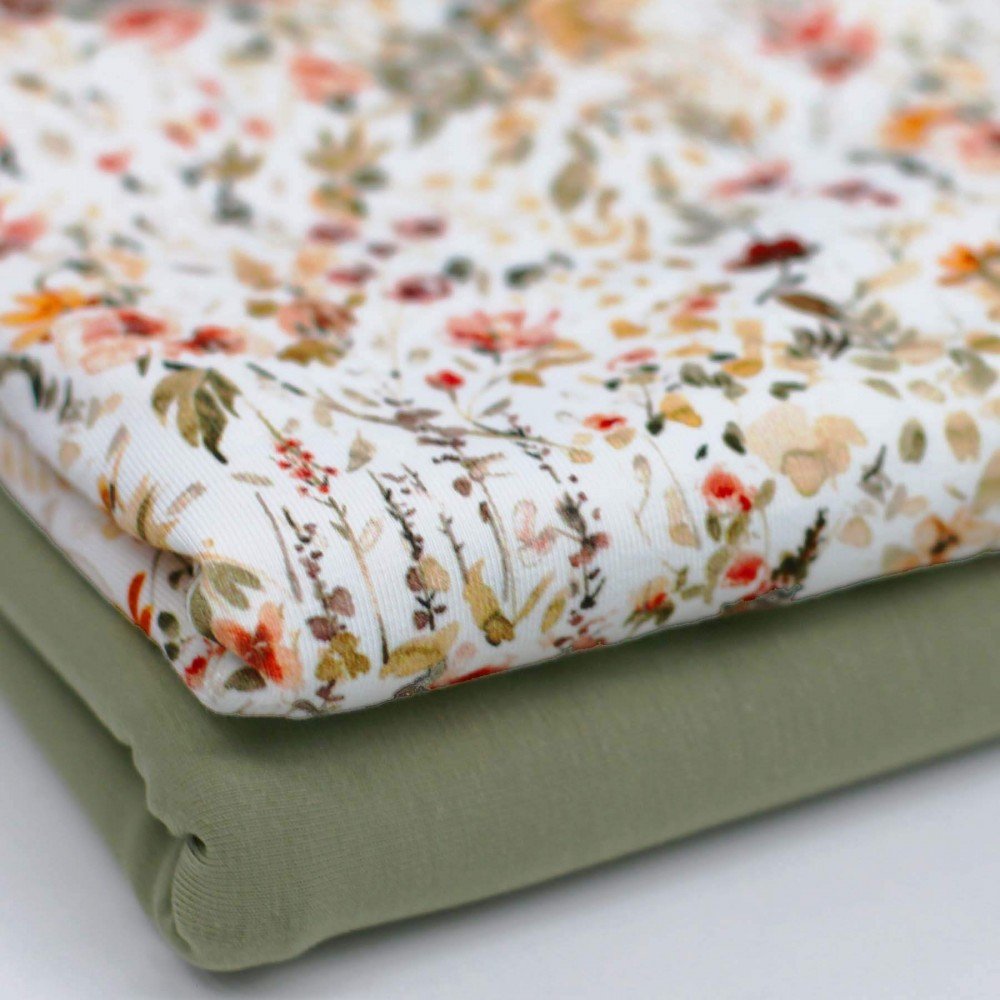 Bomuldjersey Digital Print - Falde Blomst
