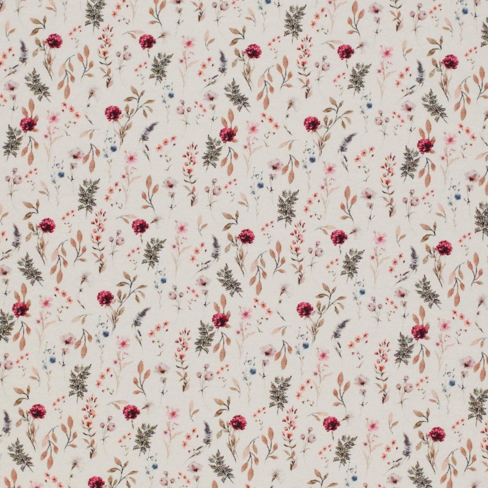 Bomuldjersey Digital Print - Romantisk Blomsterfelt 