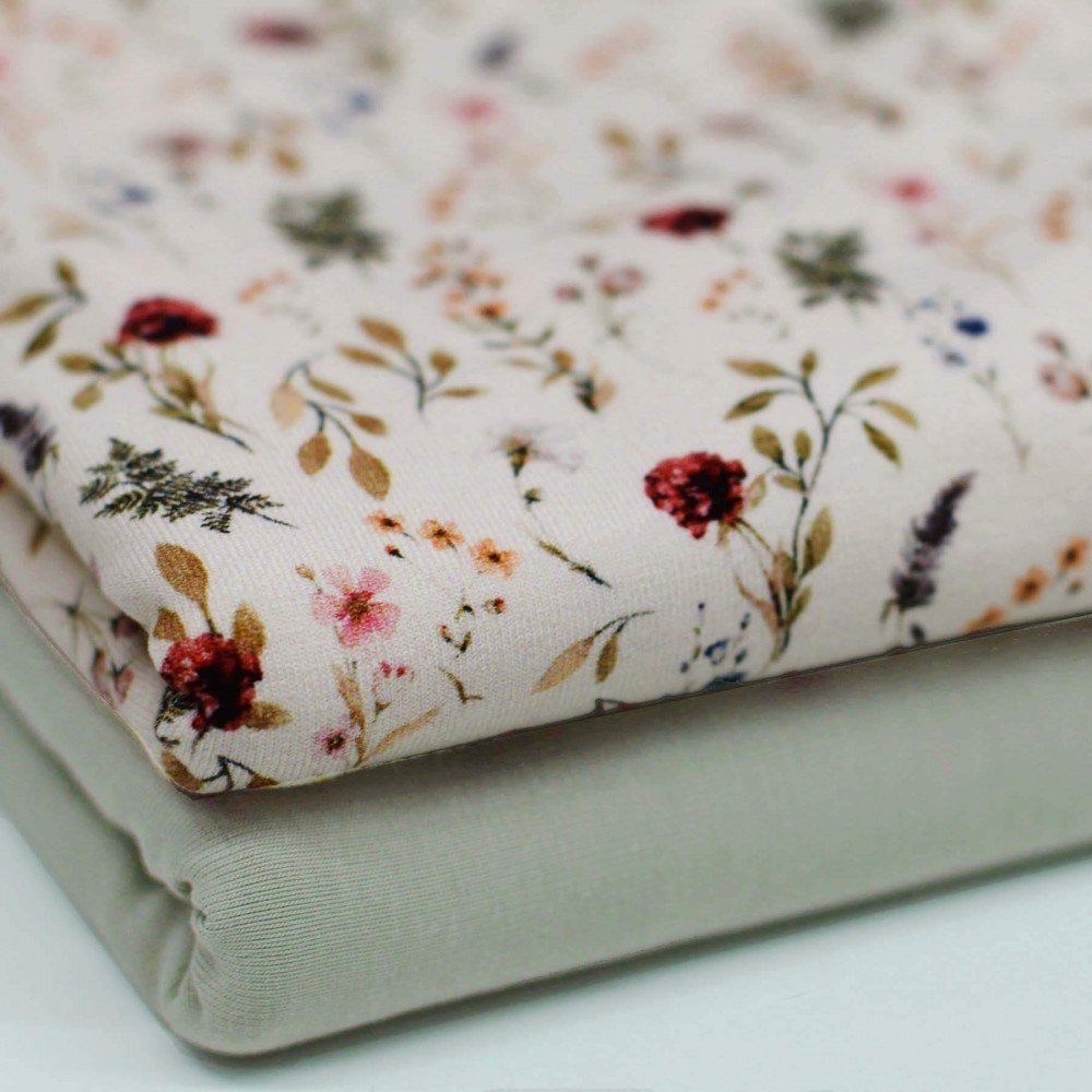 Bomuldjersey Digital Print - Romantisk Blomsterfelt 