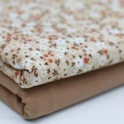 Jersey Katoen Digitale Print - Kleine Bloem Beige Roest Jersey Katoen Digitale Print - Kleine Bloem Beige Roest