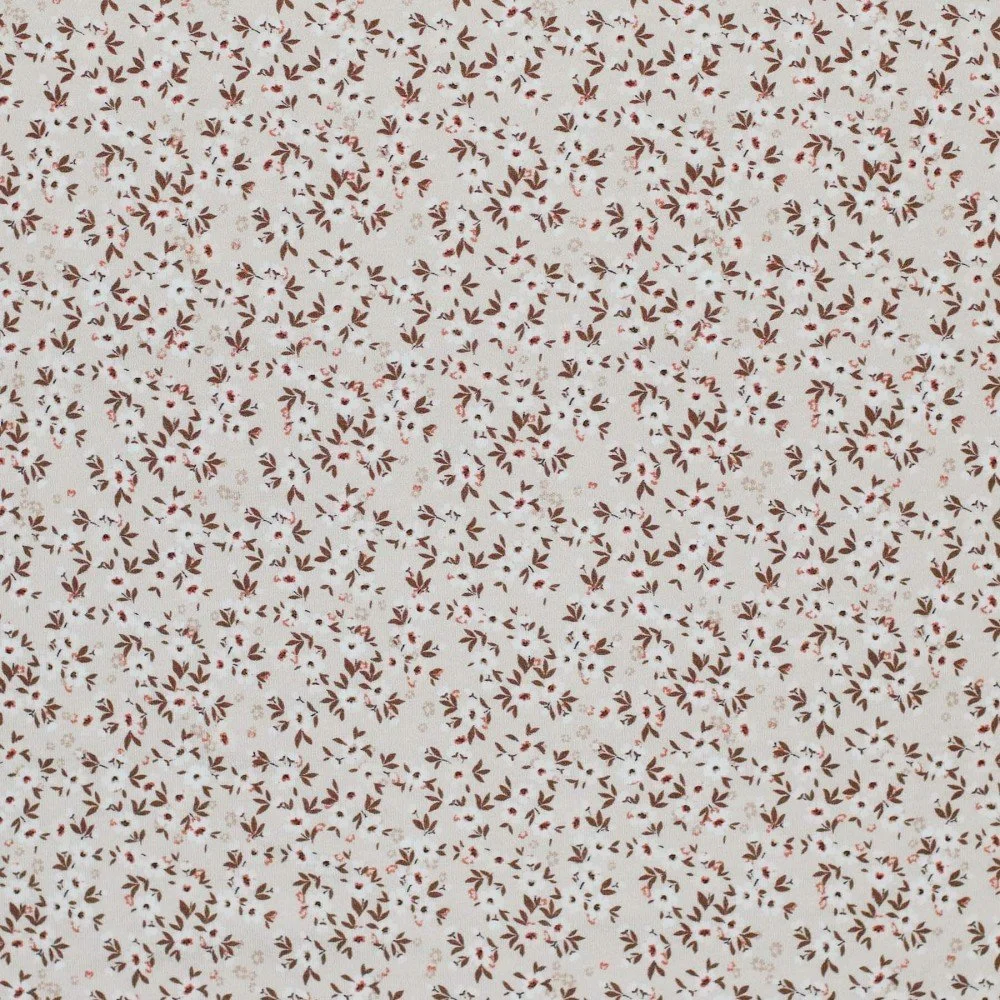 Jersey Katoen Digitale Print - Bloembom Beige