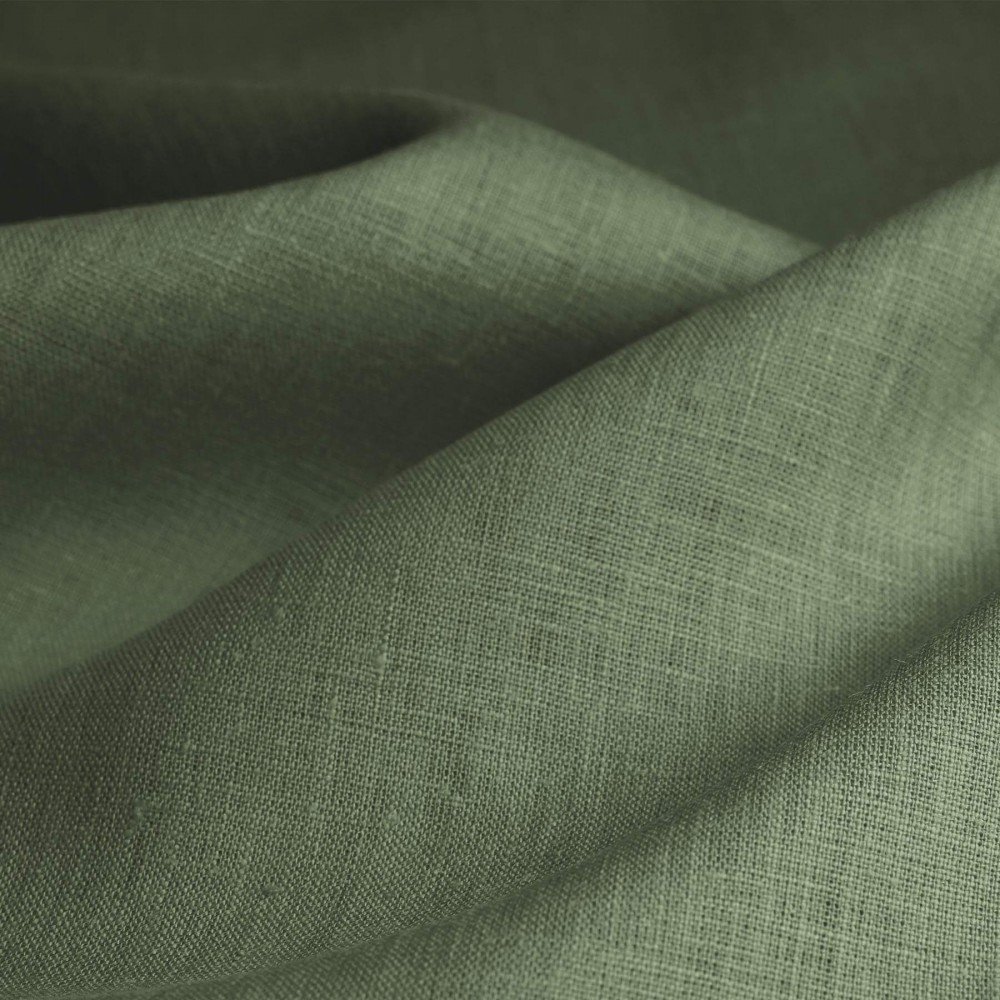 Linen Fabric (Enzymwashed) Army Green