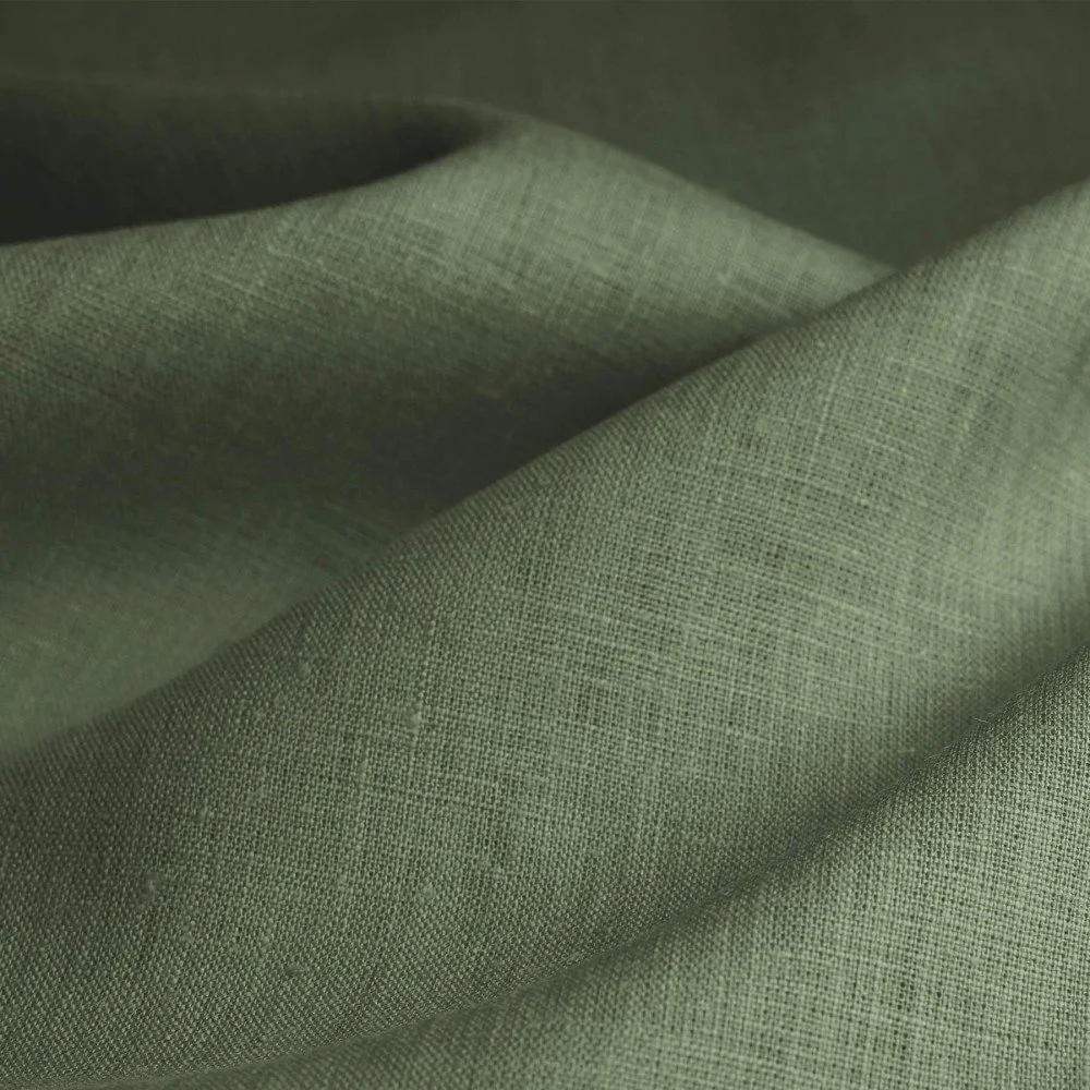 Linen Fabric (Enzymwashed) Army Green