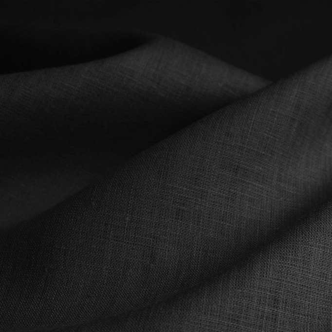 Tissu Lin Noir  - (Tissu Lin lavé )