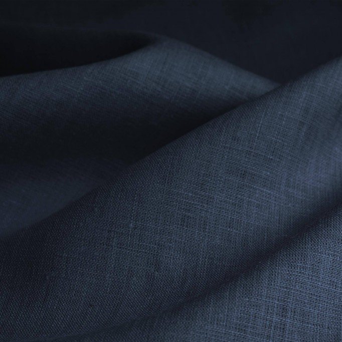 Tissu Lin Marine  - (Tissu Lin lavé )