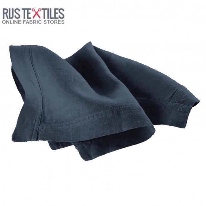 Tissu Lin Marine  - (Tissu Lin lavé )