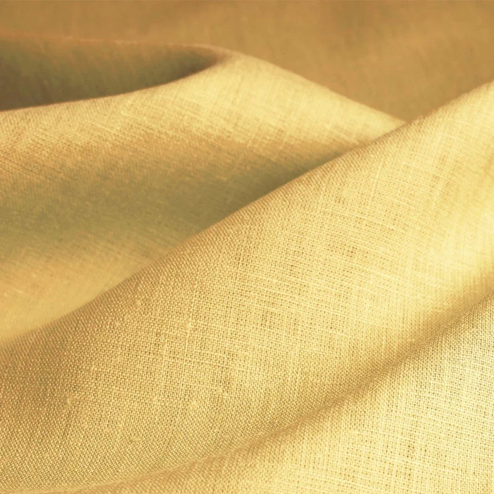 Linen Fabric (Enzymwashed) Old Yellow