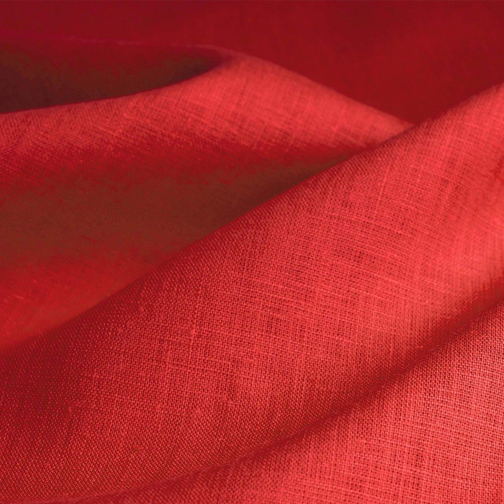Linen Fabric (Enzymwashed) Red