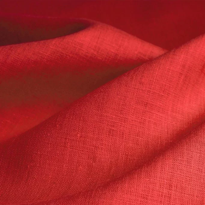 Tissu Lin Rouge  - (Tissu Lin lavé )