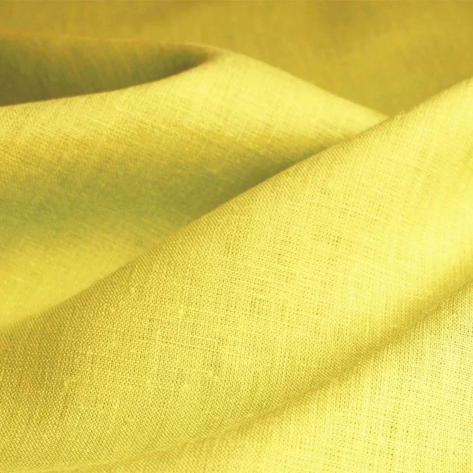 Tissu Lin Jaune  - (Tissu Lin lavé )