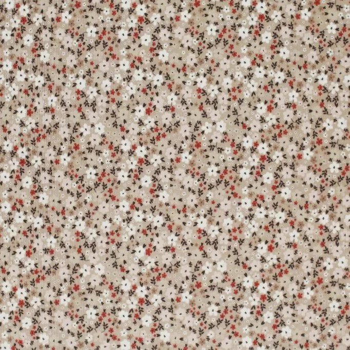 Rib Knit Jersey Fabric - Small Flower Cacao Rust | Rijs Textiles Rib Knit Jersey Fabric - Small Flower Cacao Rust - (Jersey Fabrics)