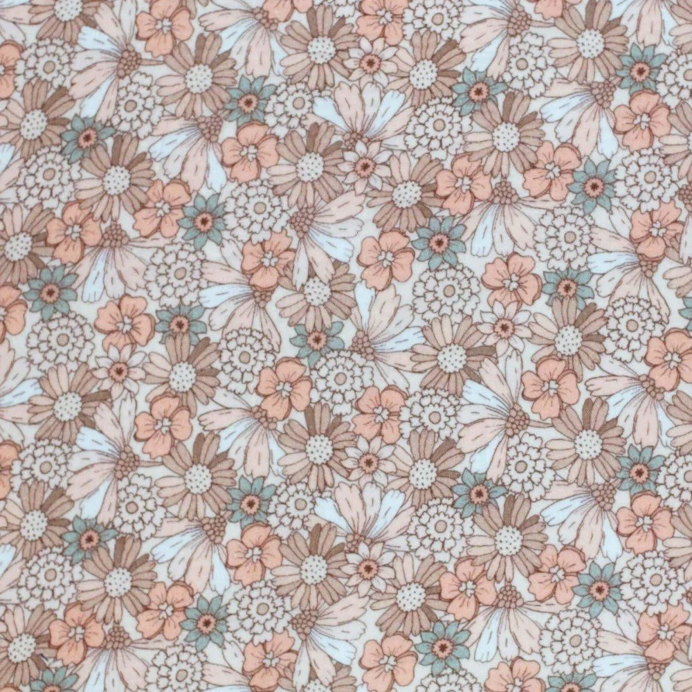 Double Gauze Fabric Digital Print - Cheerful Flower Pastel Double Gauze Fabric Digital Print - Cheerful Flower Pastel
