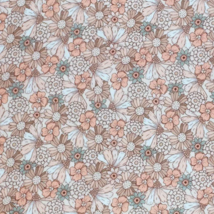 Hydrofiel Stof Digitale Print - Vrolijke Bloem Pastel - (Kinderstoffen)