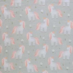Tessuto Doppia Garza Stampa Digitale - Unicorno