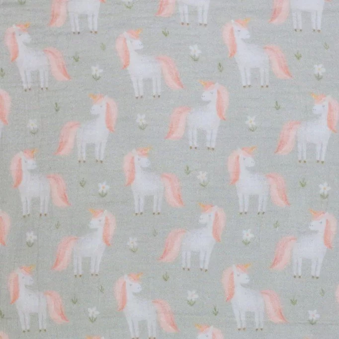 Tissu Double Gaze Impression Numérique - Licorne | Rijs Textiles Tissu Double Gaze Impression Numérique - Licorne - (Tissu Enfant)