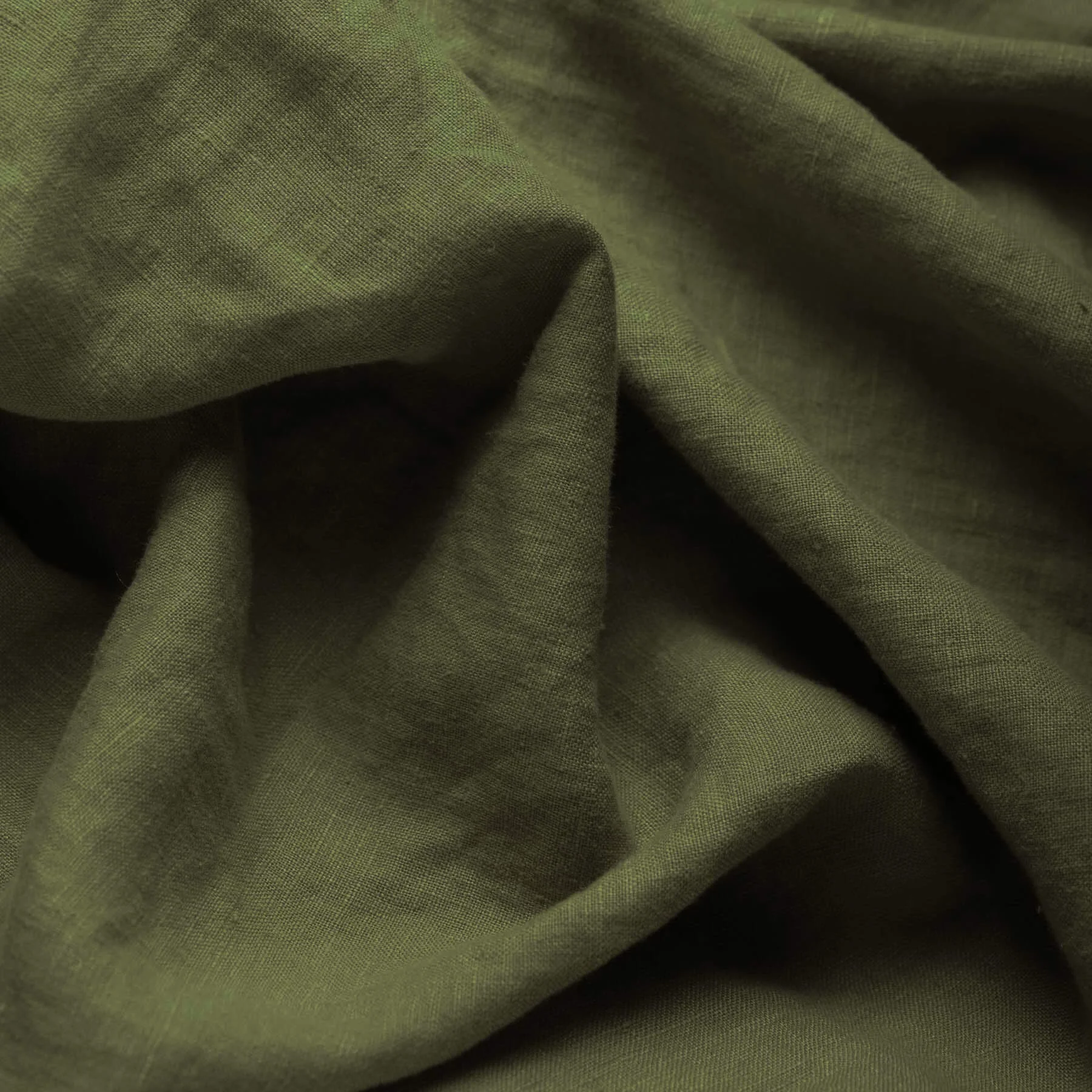Fijne Linnen Stof (Stone Washed) Leger Groen
