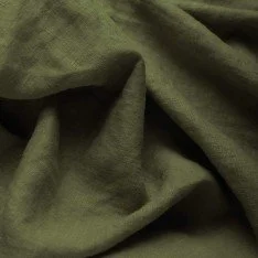 Fint Hørstof (Stone Washed) Militærgrøn Fint Hørstof (Stone Washed) Militærgrøn