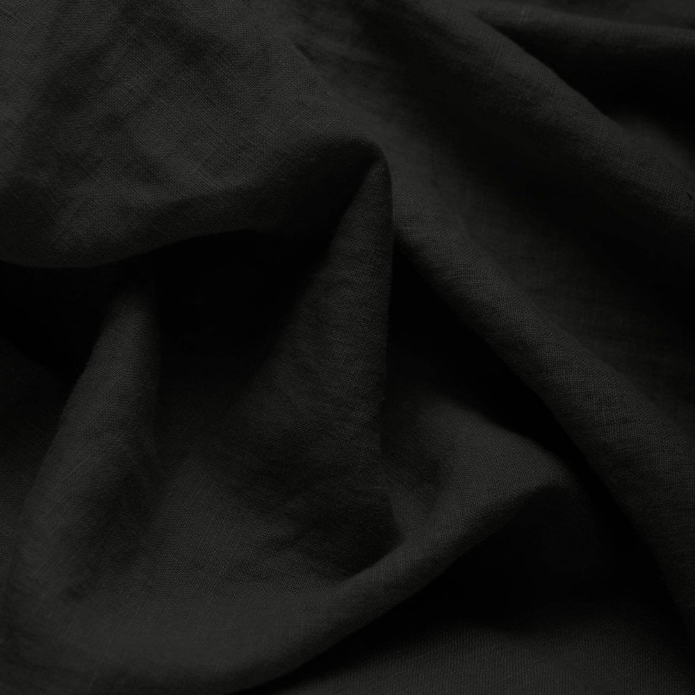 Fine Linen Fabric (Stone Washed) Black