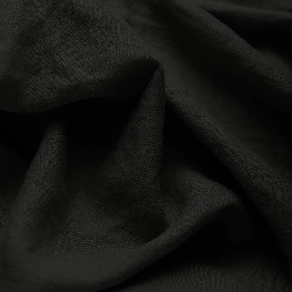 Fine Linen Fabric (Stone Washed) Black