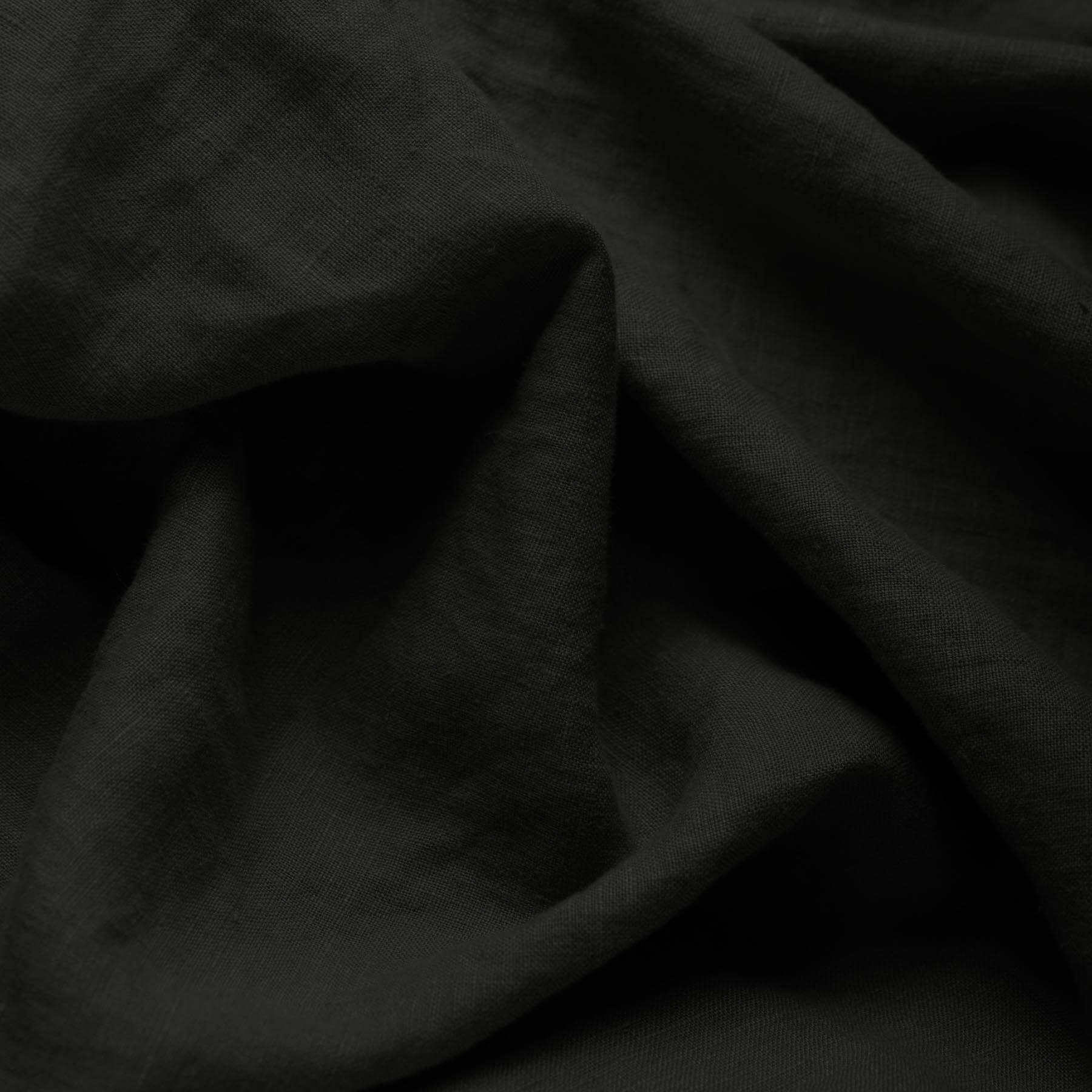 Fijne Linnen Stof (Stone Washed) Zwart