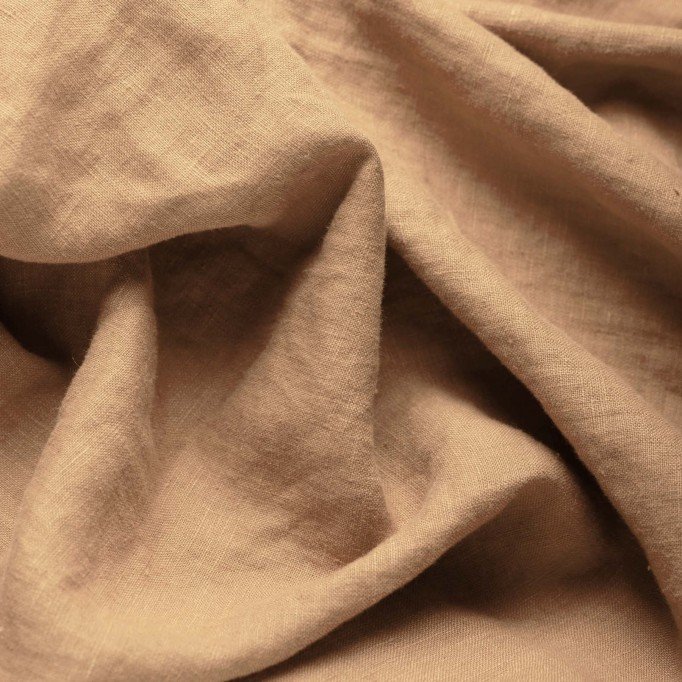 Fint Hørstof (Stone Washed) Kamel - (Dekorationsstoffer)