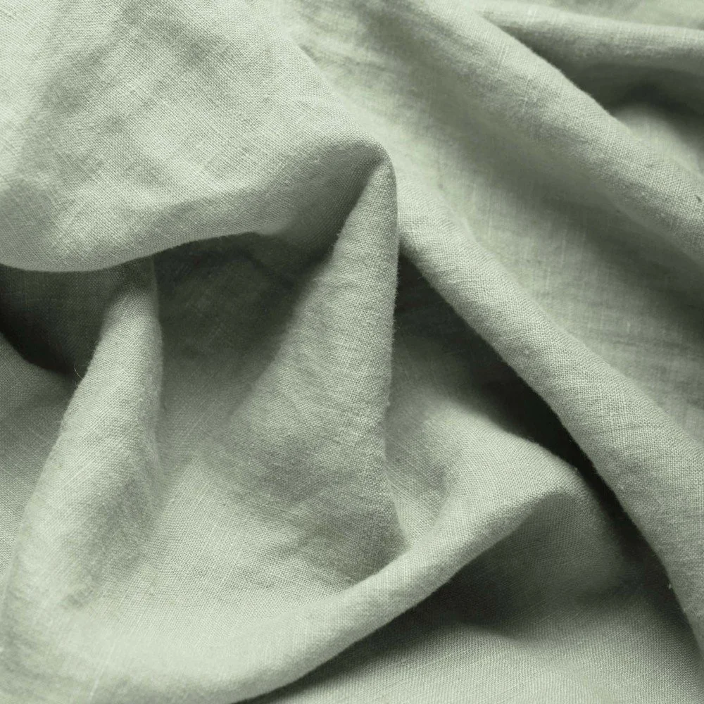 Fine Linen Fabric (Stone Washed) Dusty Green