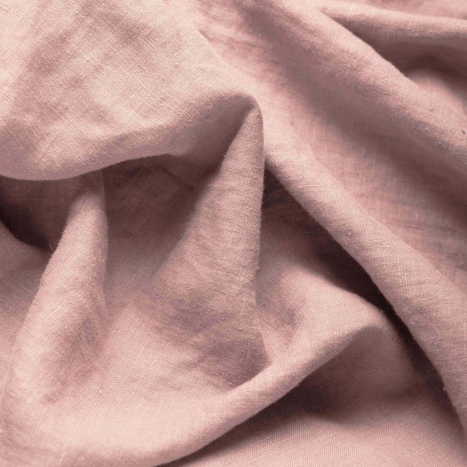 Tissu De Lin Fin (Stone Washed) Nude Rose - (Tissus Deco)