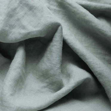 Tissu De Lin Fin (Stone Washed) Vieux Vert - (Tissus Deco)
