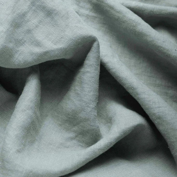 Fine Linen Fabric (Stone Washed) Old Green - (Deco Fabrics)