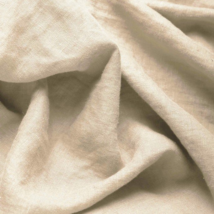 Fine Linen Fabric (Stone Washed) Sand Beige - (Deco Fabrics)