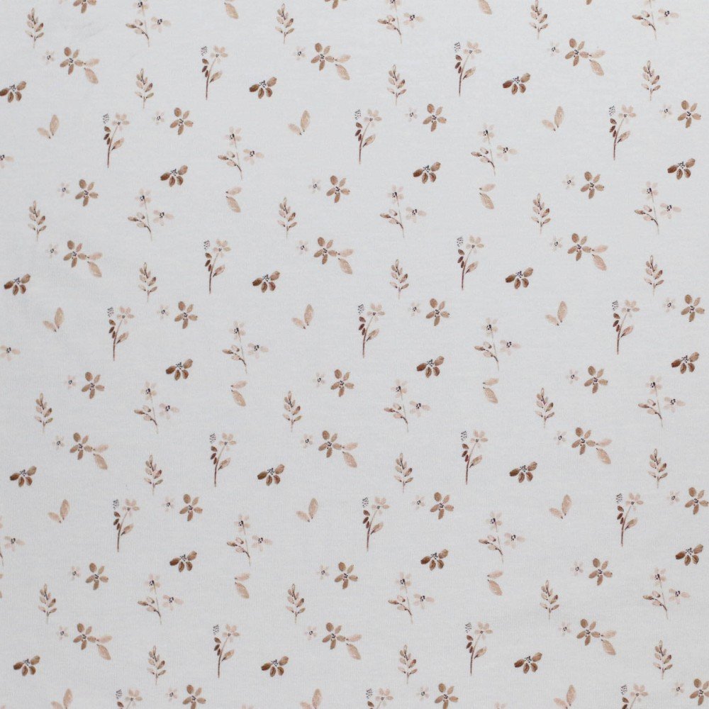 Bomuldjersey Digital Print - Hyggelig Blomst Beige