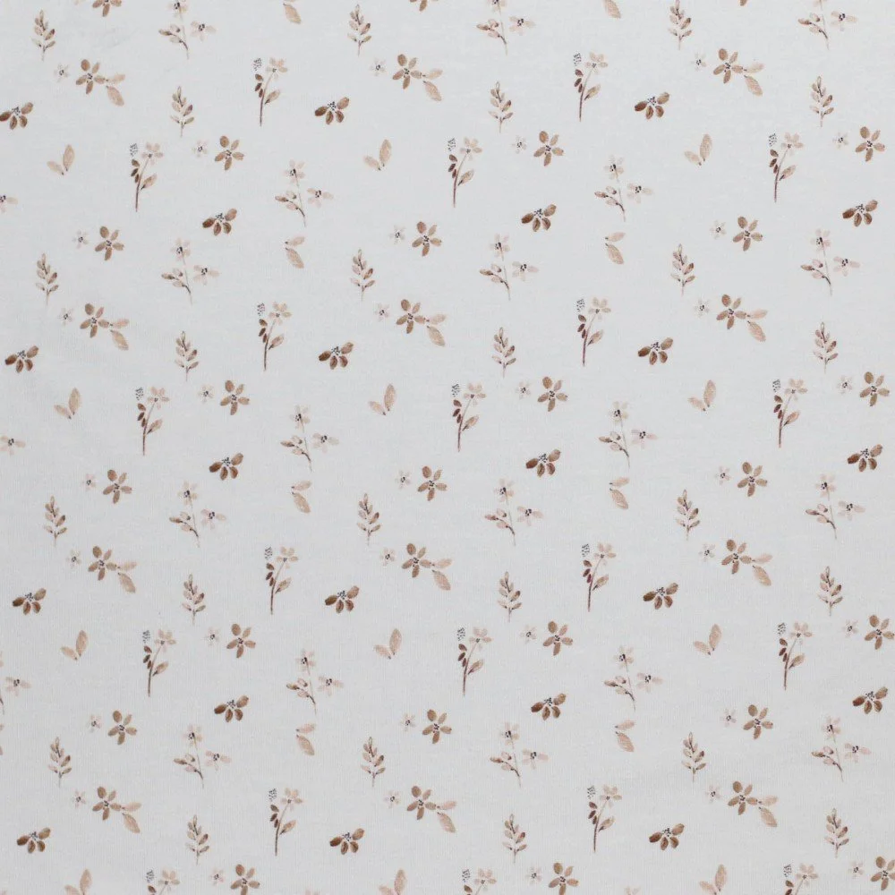 Jersey Katoen Digitale Print - Gezellige Bloem Beige