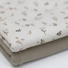 Jersey Di Cotone Stampa Digitale - Fiore Accogliente Beige