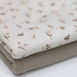 Jersey Cotton Fabric Digital Print - Cozy Flower Beige