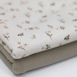 Bomuldjersey Digital Print - Hyggelig Blomst Beige Bomuldjersey Digital Print - Hyggelig Blomst Beige