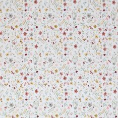Bomuld Poplin Stof Digital Trykt - Blomster Collage Råhvid