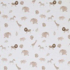Bomuld Poplin Stof Digital Trykt - Safari Råhvid Beige