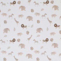 Jersey Di Cotone Stampa Digitale - Safari Ecru Beige