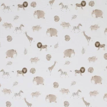 Bomuldjersey Digital Print - Safari Råhvid Beige - (Bomuldjersey Digitaltryk)