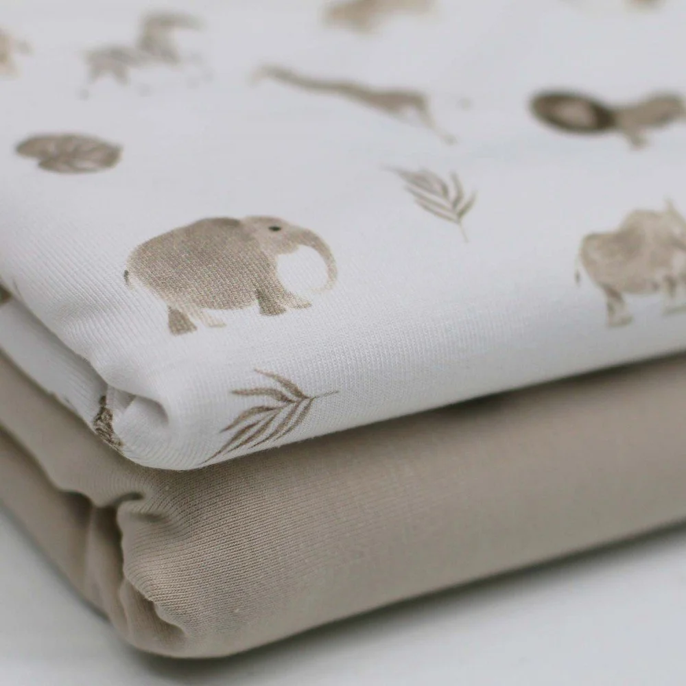 Jersey Katoen Digitale Print - Safari Ecru Beige