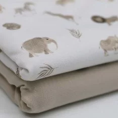 Jersey Di Cotone Stampa Digitale - Safari Ecru Beige