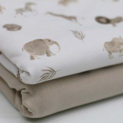 Jersey Di Cotone Stampa Digitale - Safari Ecru Beige